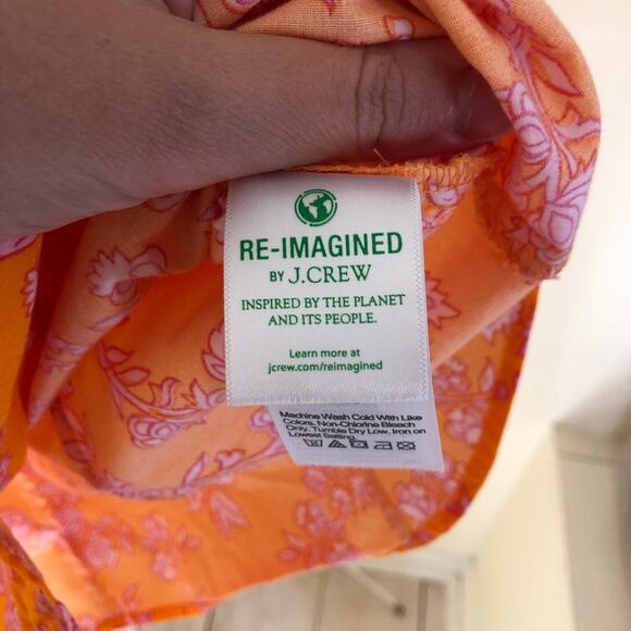 J. Crew Factory EUC Women's Orange Floral Button Down Sleeveless Blouse S - Picture 4 of 8